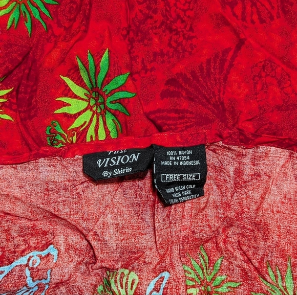 Shirin Women's Red/Blue Hawaiian Turtle Fish Tropical Muumuu Dress + Tote Set - Picture 14 of 16